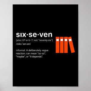 Zes Zeven Meme Lezen Boek Liefhebber 6-7 Grappig 6 Poster