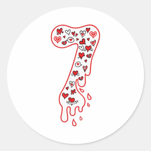 Zes Zeven Meme Nummer 7 Koppels Matching Valentijn Ronde Sticker (Voorkant)