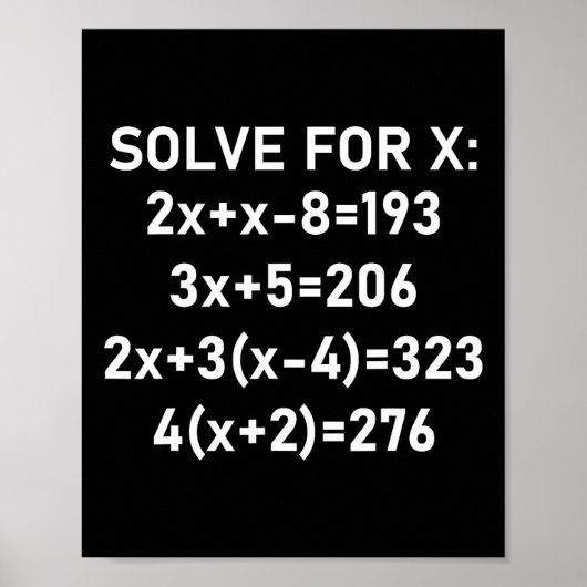 Zes Zeven Meme Wiskunde Algebra Pun Oplossen Voor  Poster (Voorkant)