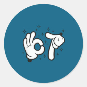 Zes zeven muis kinderen 67 jongens jeugd 6-7 meme ronde sticker