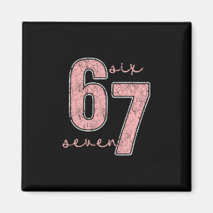 Zes Zeven Roze Nummer 67 Koppel 6 7 Koppel Hallowe Magneet