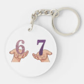 Zes Zeven Roze Paarse Glitter Hersenrot Sleutelhanger (Achterkant)