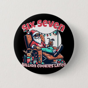 Zes Zeven Santa Koekjes Voor Grappige Kerstmis Mem Ronde Button 5,7 Cm