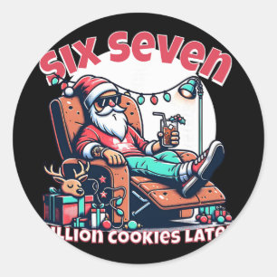 Zes Zeven Sinterklaas Koekjes Voor Grappige Kerst Ronde Sticker