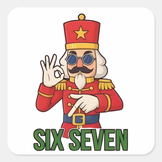 Zes Zeven Sneeuwman Kerst Notenkraker 6 7 Kerstmis Vierkante Sticker (Voorkant)