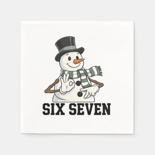 Zes Zeven Sneeuwman Kerstman Santa 6 7 Xmas Servet