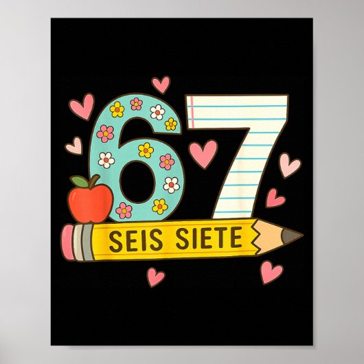 Zes Zeven Spaans 67 Grappige Six Seven Spaans Grap Poster (Voorkant)