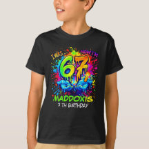 Zes Zeven Verjaardag Ambachten Feest T-shirt, Graf