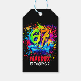 Zes Zeven Verjaardagsambachten Feest, Graffiti Zes Cadeaulabel