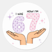 Zes Zeven Verjaardagssticker Ronde Sticker (Voorkant)