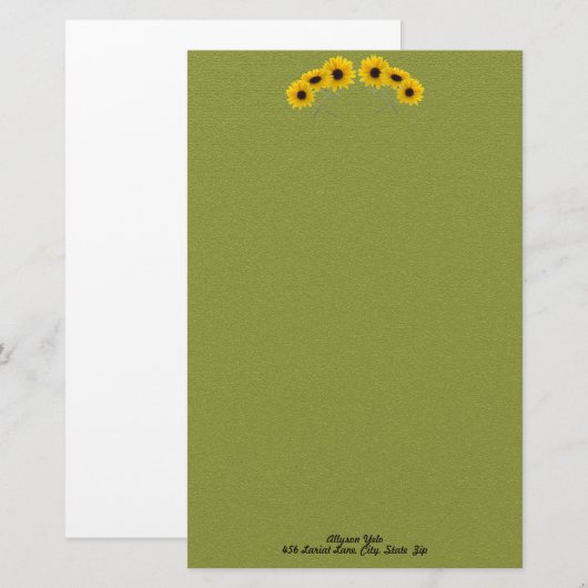 Zes zonnebloemen Aangepast fotobankkanaal Zes zonn Briefpapier (Voorkant / Achterkant)