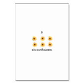 Zes zonnebloemen, aangepaste nummer flashcards kaart (Achterkant)