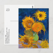 Zes zonnebloemen van Gogh Fine Art Briefkaart (Voorkant / Achterkant)