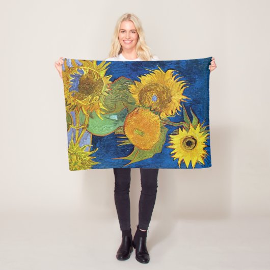 Zes zonnebloemen, Van Gogh Fleece Deken (In situ)