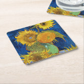 Zes zonnebloemen, Van Gogh Kartonnen Onderzetters (Schuin)
