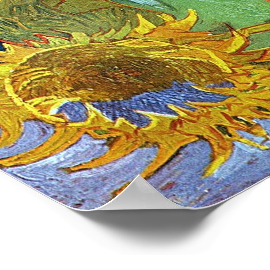 Zes zonnebloemen, Van Gogh Poster (Hoek)