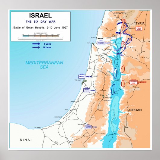 Zesdaagse Oorlogsstrijd van de Golanhoogtepuntkaar Poster (Voorkant)