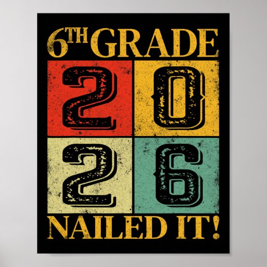 Zesde 6e klas afgestudeerd 2026 Retro basisonderwi Poster (Voorkant)