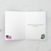 Zesde (6e) Verjaardag Doodle Cats Custom Bericht Kaart (Binnen)