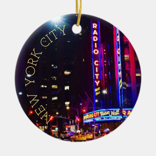 Zesde Avenue New York City Neon Light Night NYC Keramisch Ornament (Voorkant)