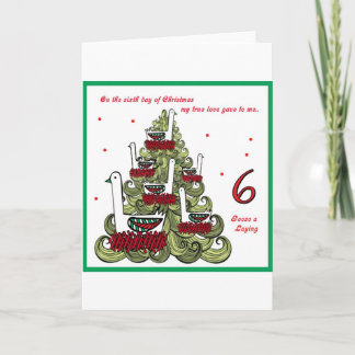 Zesde Dag van Kerstmis Feestdagen Kaart