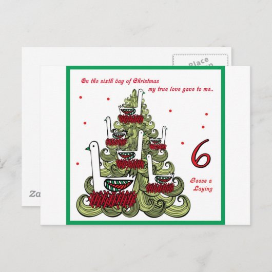 Zesde dag van Kerstmis Feestdagenkaart (Voorkant / Achterkant)