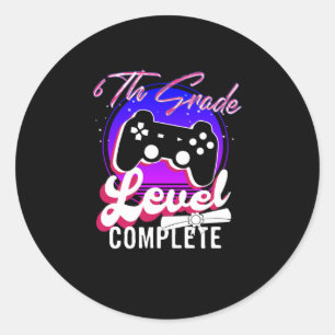 Zesde graad Afstuderen Gamer Afstuderen Ronde Sticker