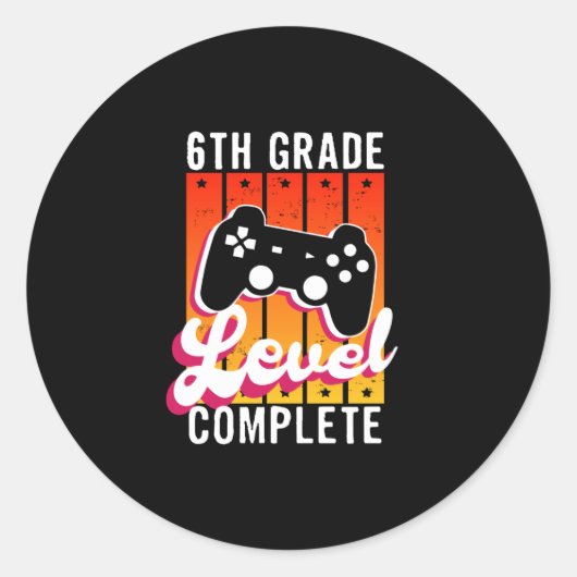 Zesde graad Afstuderen Gamer Afstuderen Ronde Sticker (Voorkant)