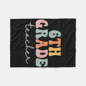 Zesde graad Leerleraar Retro Groovy Eerste Dag O Fleece Deken (Voorkant (Horizontaal))