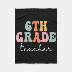 Zesde graad Leerleraar Retro Groovy  Eerste Dag O Fleece Deken