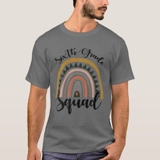 Zesde graad-plein-student leraar-boho-regenboog t-shirt (Voorkant)