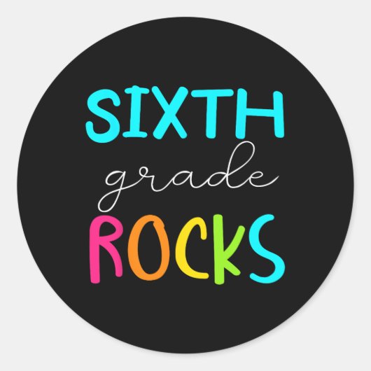 Zesde graad Rocks Team 6e graad leraar Ronde Sticker (Voorkant)