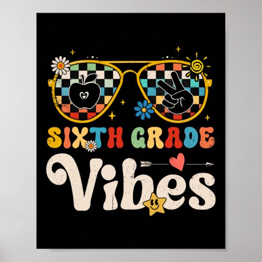 Zesde Graad Vibes - 6e Graad Team Retro 1e Dag O Poster (Voorkant)