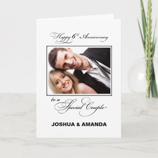 Zesde huwelijksjubileum aangepaste naam/foto kaart (Voorkant)