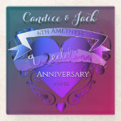 Zesde Jubileum Amethyst Glazen Onderzetter (Voorkant)