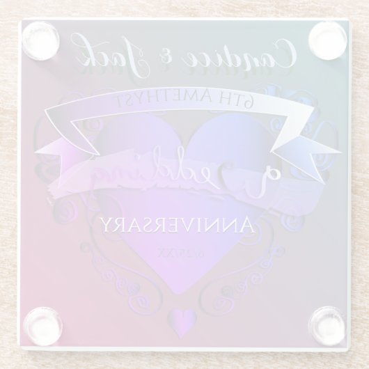 Zesde Jubileum Amethyst Glazen Onderzetter (Achterkant)