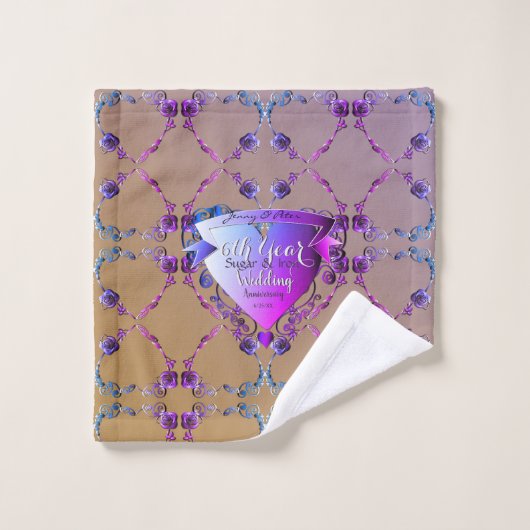 Zesde Jubileum Amethyst Rozen Bad Handdoek (Wasdoekje)