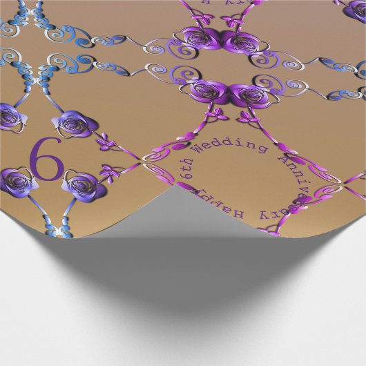 Zesde Jubileum Amethyst Rozen Cadeaupapier (Hoek)