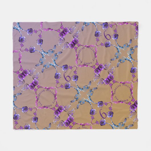 Zesde Jubileum Amethyst Rozen Fleece Deken (Voorkant (Horizontaal))