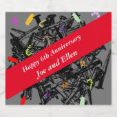 Zesde Jubileum, nagels en Snoep Sparkling Wijnetiket (Enkel label)