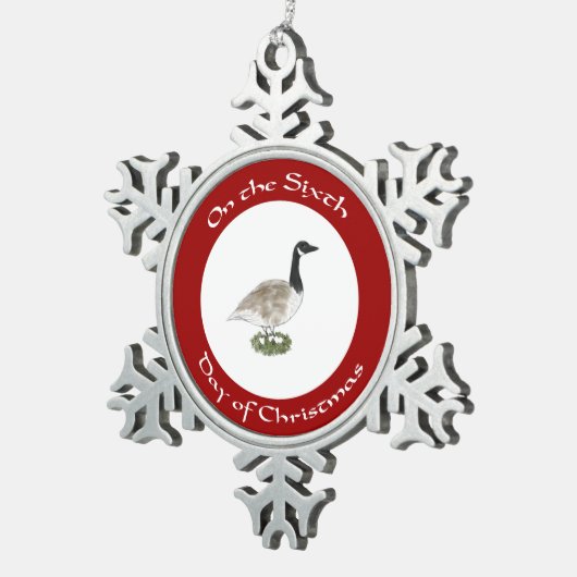 Zesde kerstdag — Goose en Eieren Tin Sneeuwvlok Ornament (Rechts)