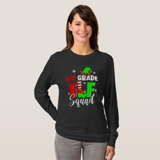 Zesde klas Elf Squad Funny Kerstmis Elf Kinder Tea T-shirt (Voorkant volledig)