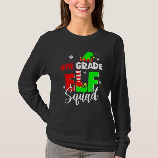 Zesde klas Elf Squad Funny Kerstmis Elf Kinder Tea T-shirt (Voorkant)