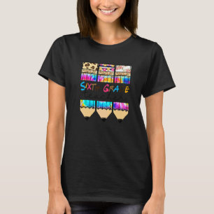 Zesde klas leraar luipaard tie-dye potlood terug n t-shirt