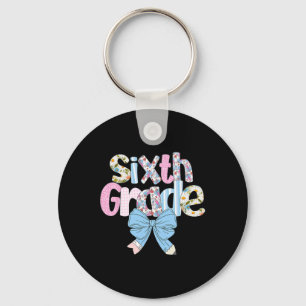 Zesde klas leraar preppy blauw bloemig coquette Pe Sleutelhanger