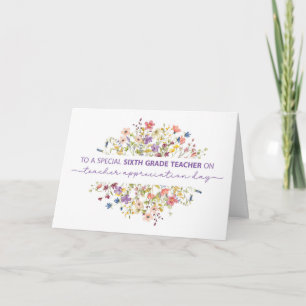 Zesde klas leraar waardering dag wilde bloemen kaart