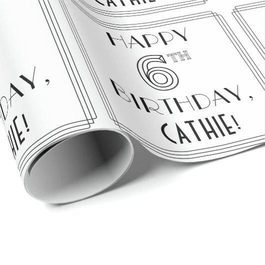 ZESDE MAANDAG, Art Deco Style, aangepaste naam Cadeaupapier (Rol Hoek)