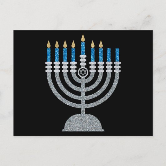 Zesde nacht van het Briefkaart Hanukkah Glitter (Voorkant)