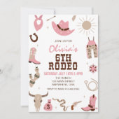 Zesde Rodeo Roze Western 6e Verjaardag Kaart (Voorkant)