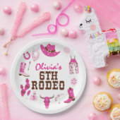 Zesde Rodeo Roze Western Cowboy 6e Verjaardag Papieren Bordje (Feest)